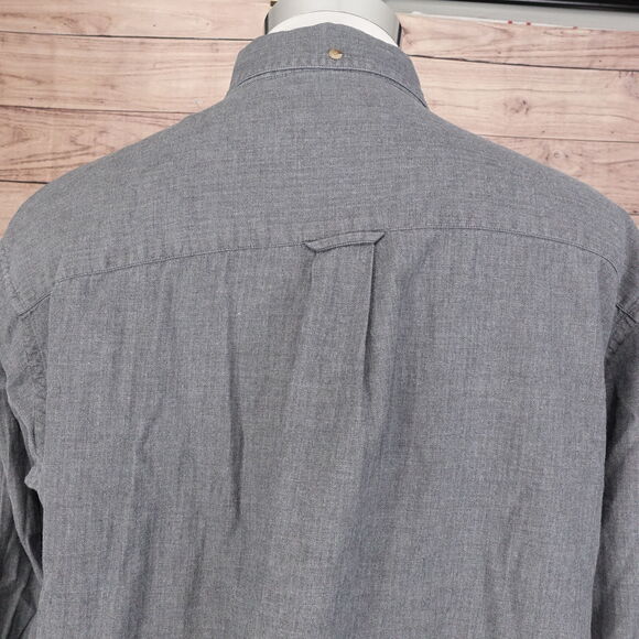 ROUNDTREE & YORKE HERRINGBONE GREY LONG SLEEVE BUTTON DOWN SHIRT MENS SIZE LR - Picture 6 of 6